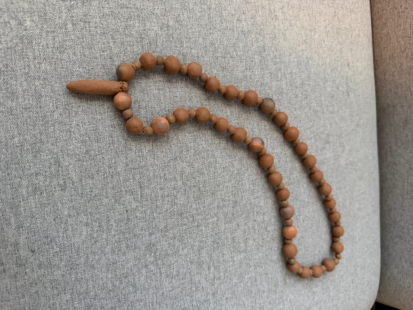 Clay olla pendant / bead necklace from Baja California