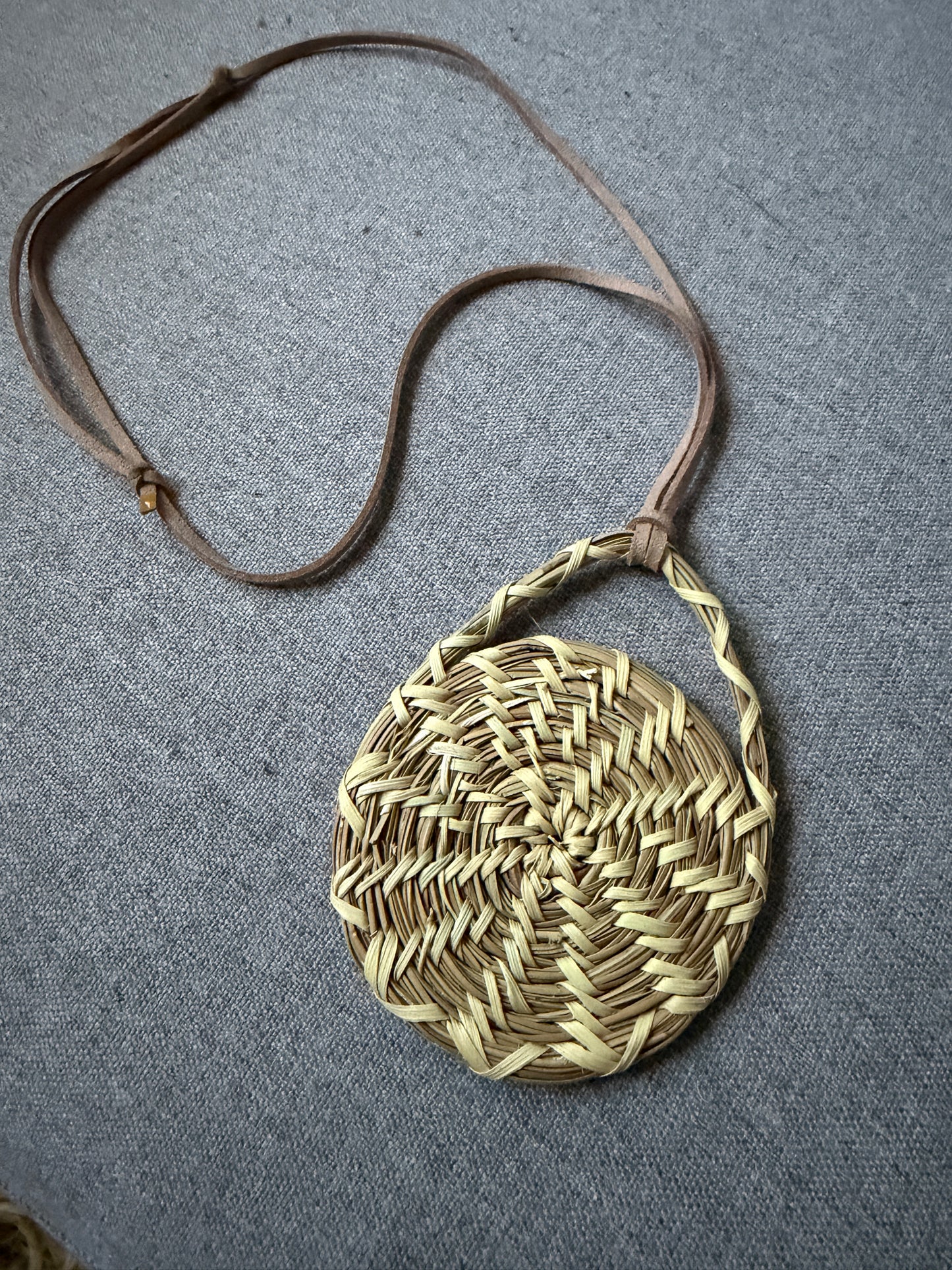 Coulter pine pendant with palm necklace from Baja California