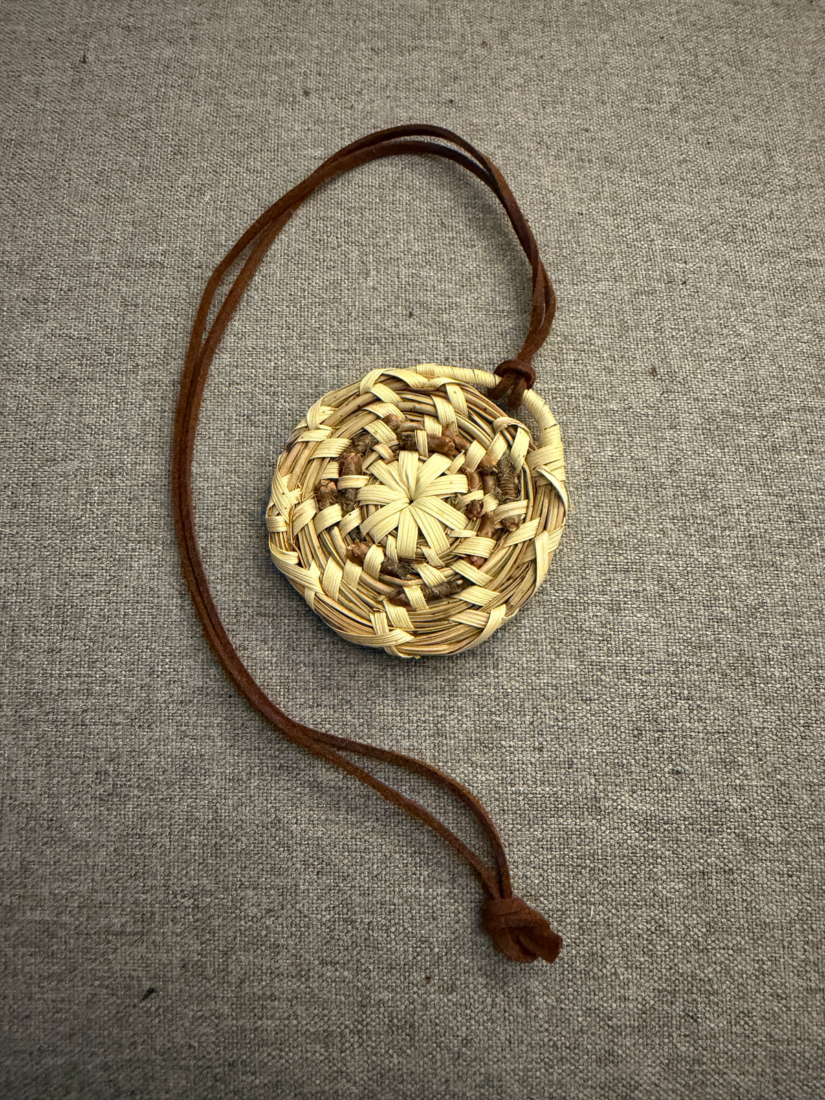 Coulter pine pendant with palm necklace from Baja California (C)