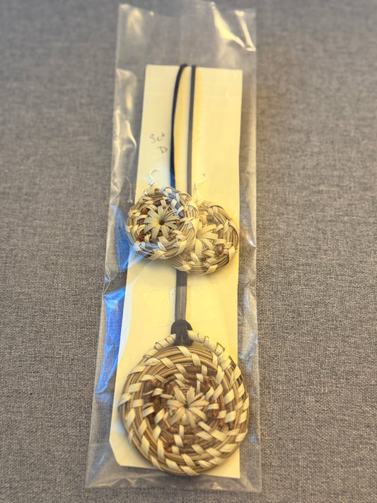 Coulter pine basket - necklace and earrings set from Baja California set D