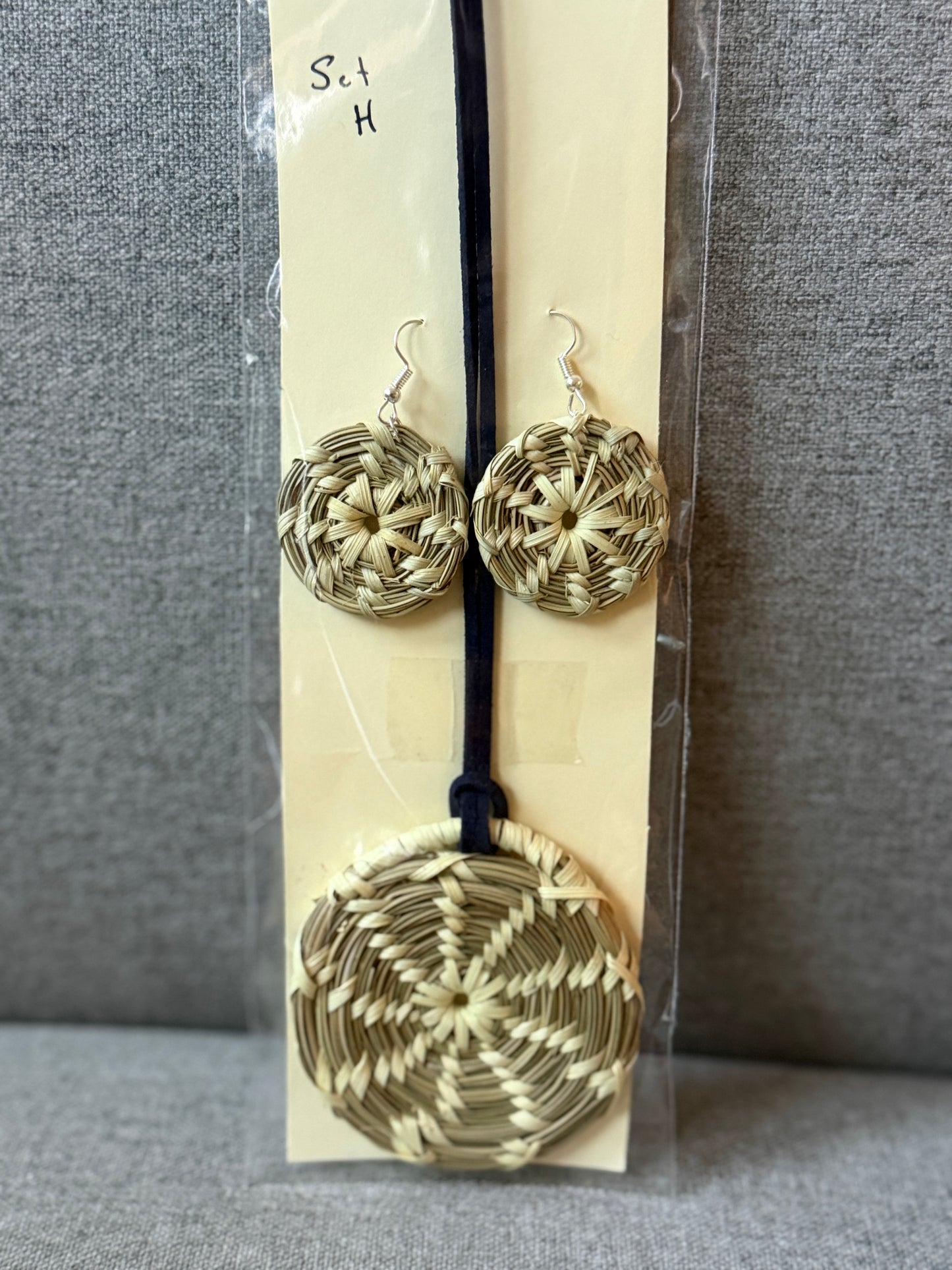 Coulter pine basket - necklace and earrings set from Baja California