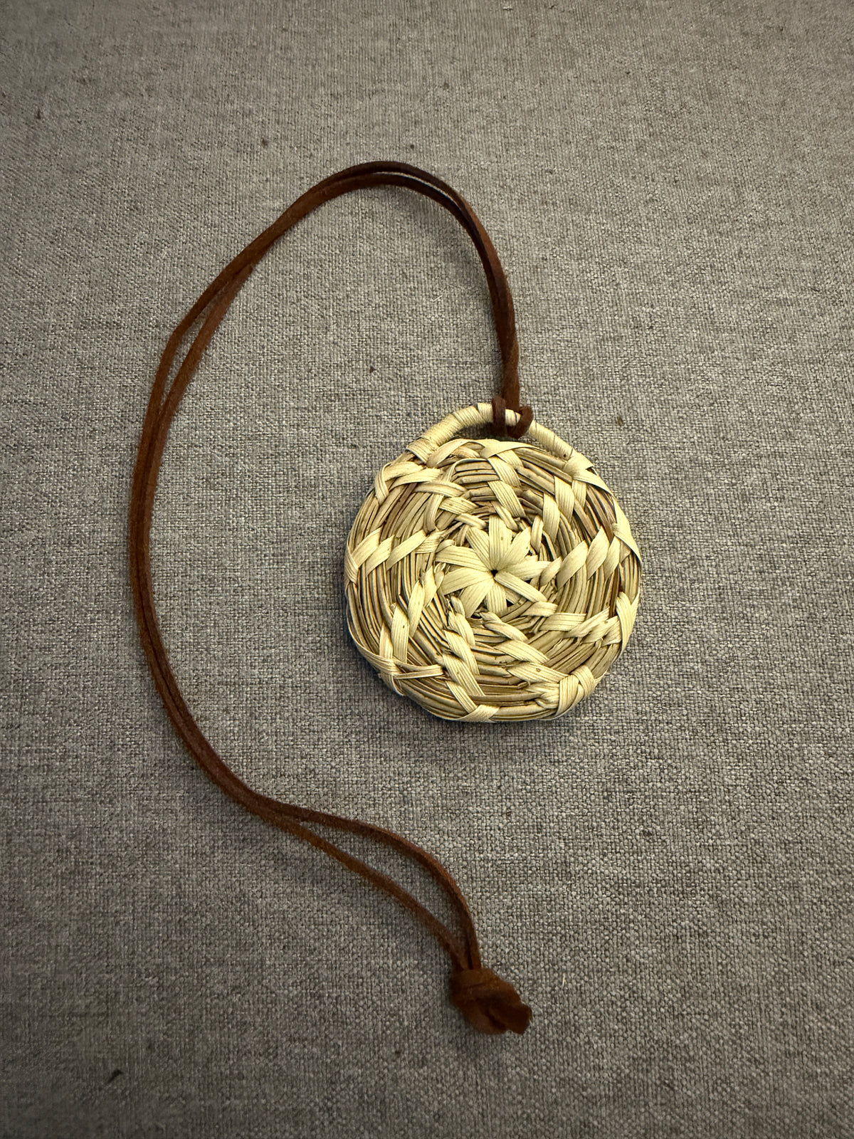 Coulter pine pendant with palm necklace from Baja California (C)