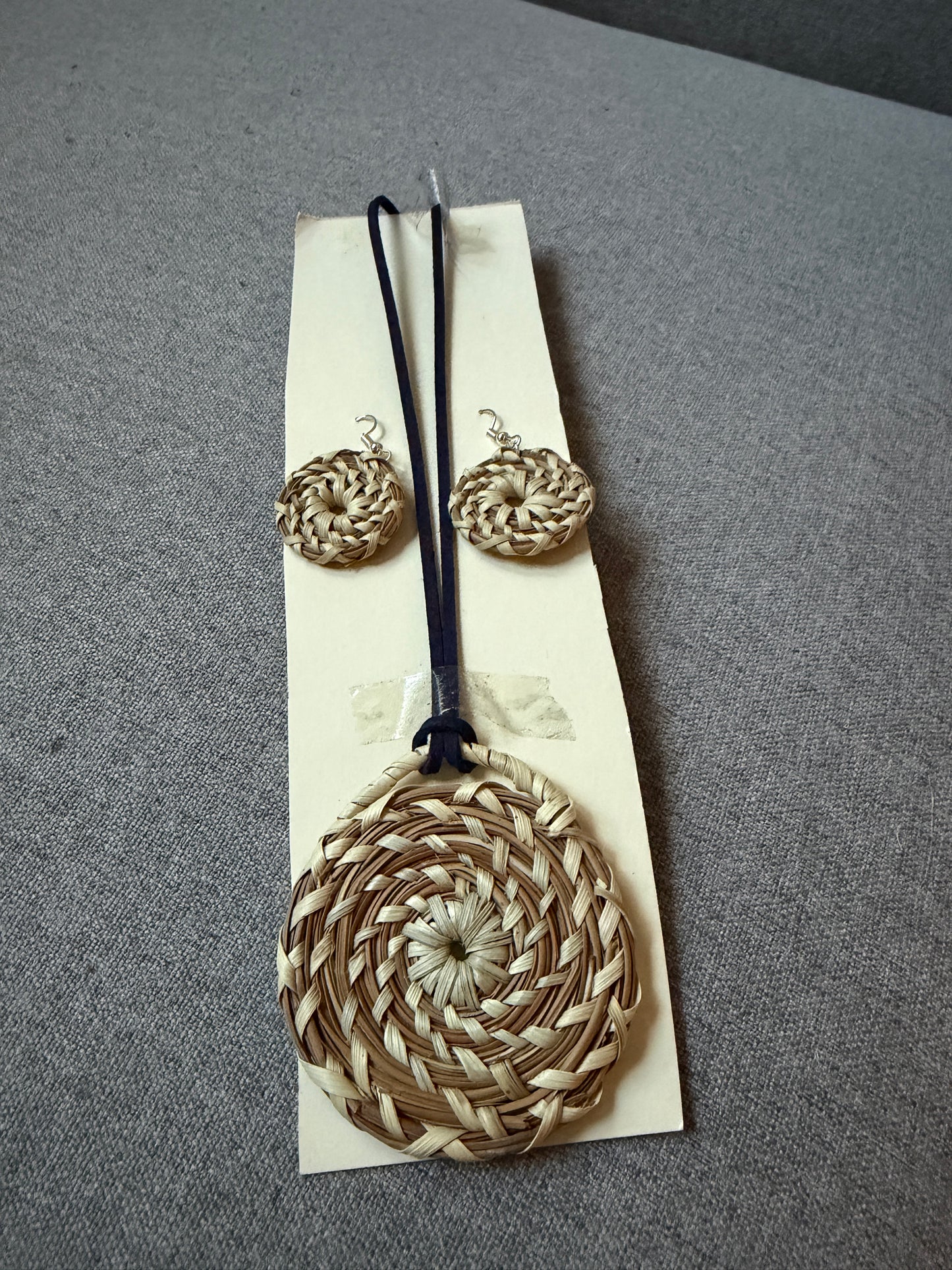 Coulter pine basket - necklace and earrings set from Baja California