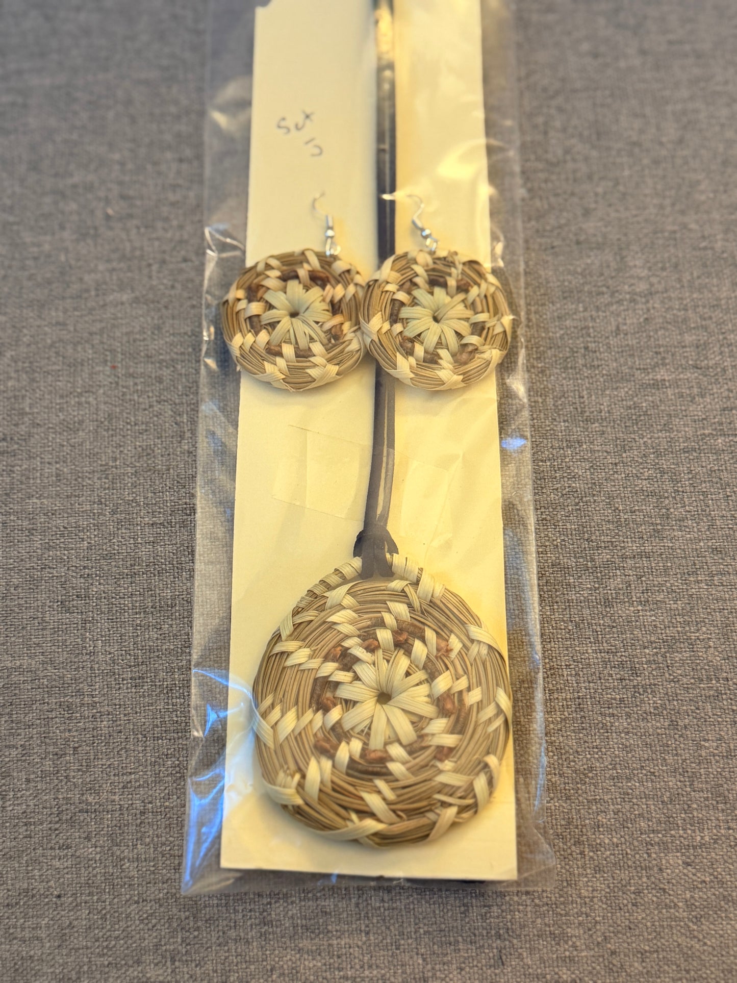 Coulter pine basket - necklace and earrings set from Baja California set J