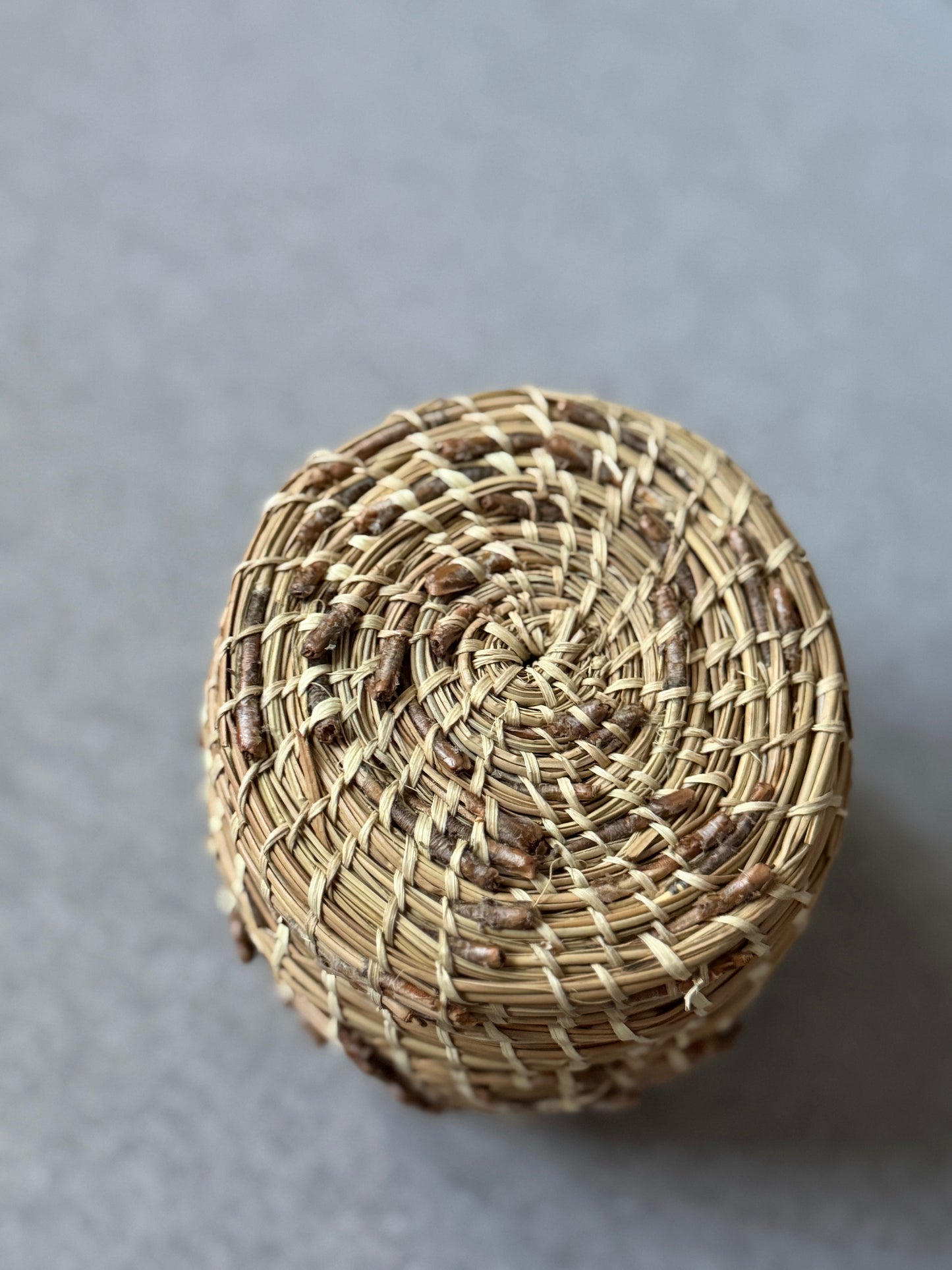 Hand made pine and palm tall basket / cup from Baja California