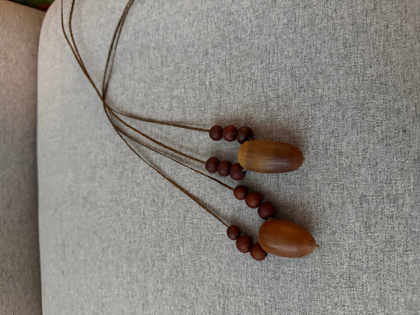 Canyon oak acorn necklace with big berry manzanita beads