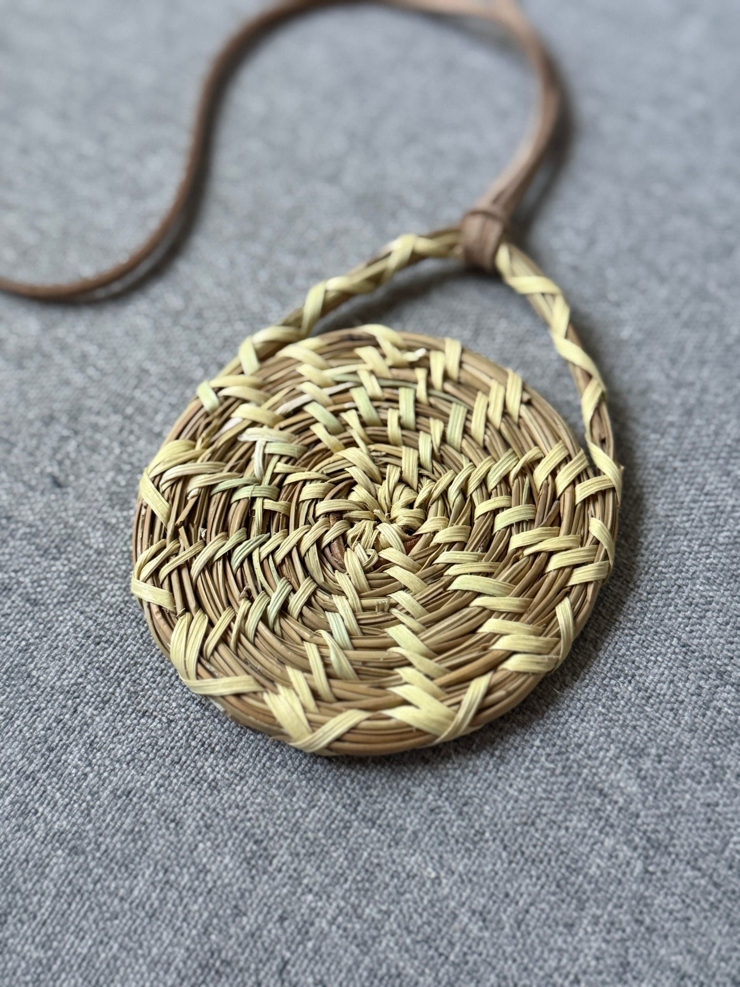 Coulter pine pendant with palm necklace from Baja California
