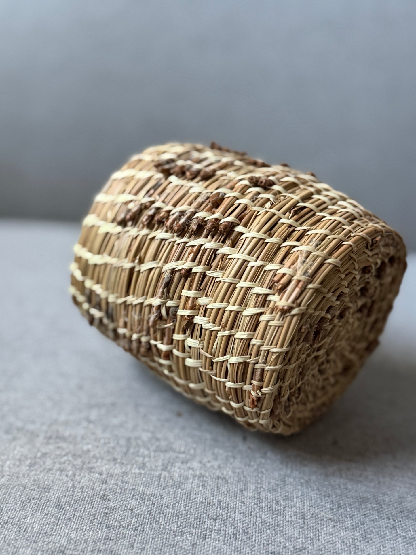 Hand made pine and palm tall basket / cup from Baja California