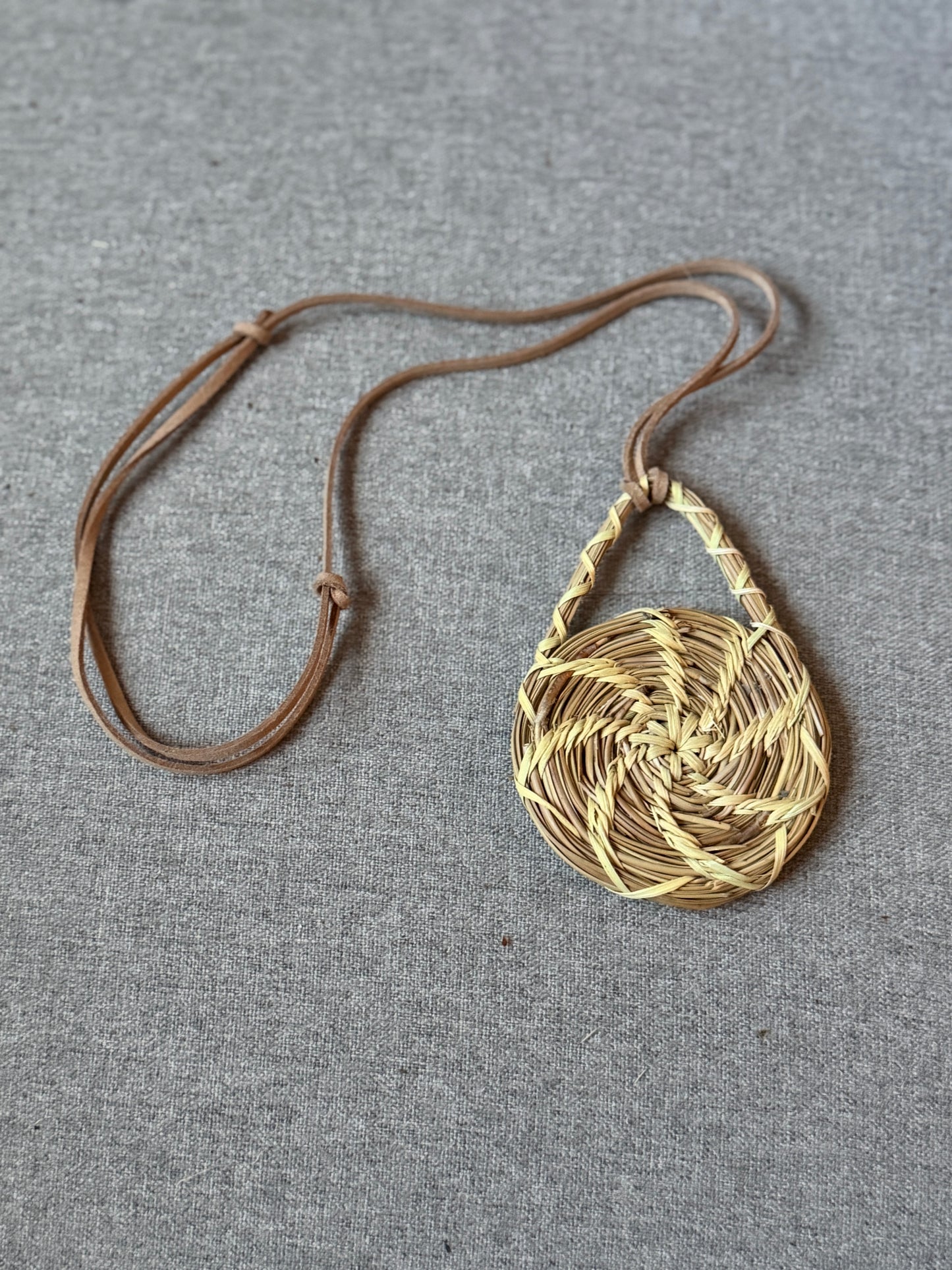 Coulter pine pendant with palm necklace from Baja California