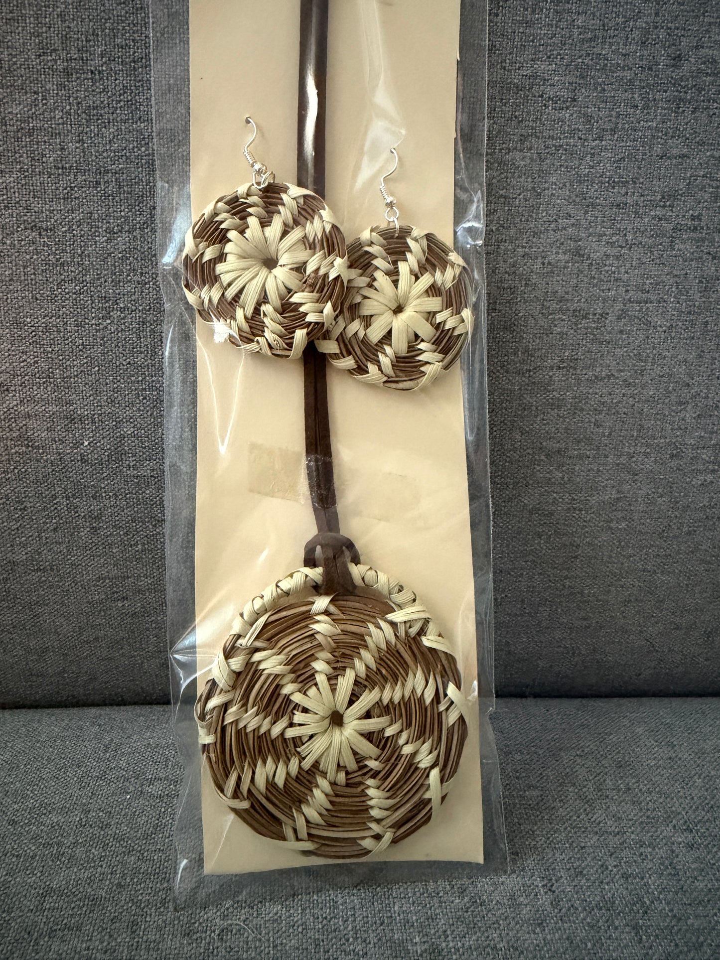 Coulter pine basket - necklace and earrings set from Baja California