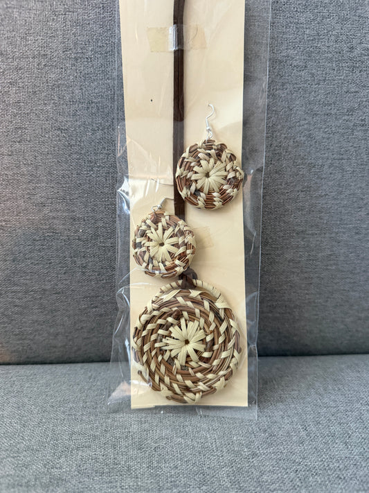 Coulter pine basket - necklace and earrings set from Baja California