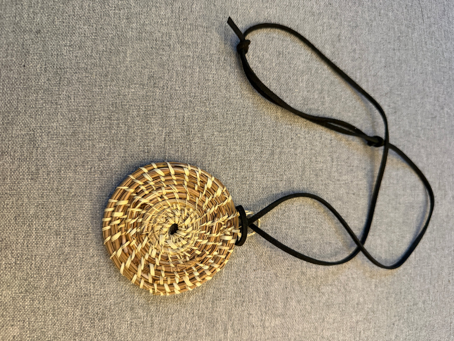 Coulter pine pendant with palm necklace from Baja California