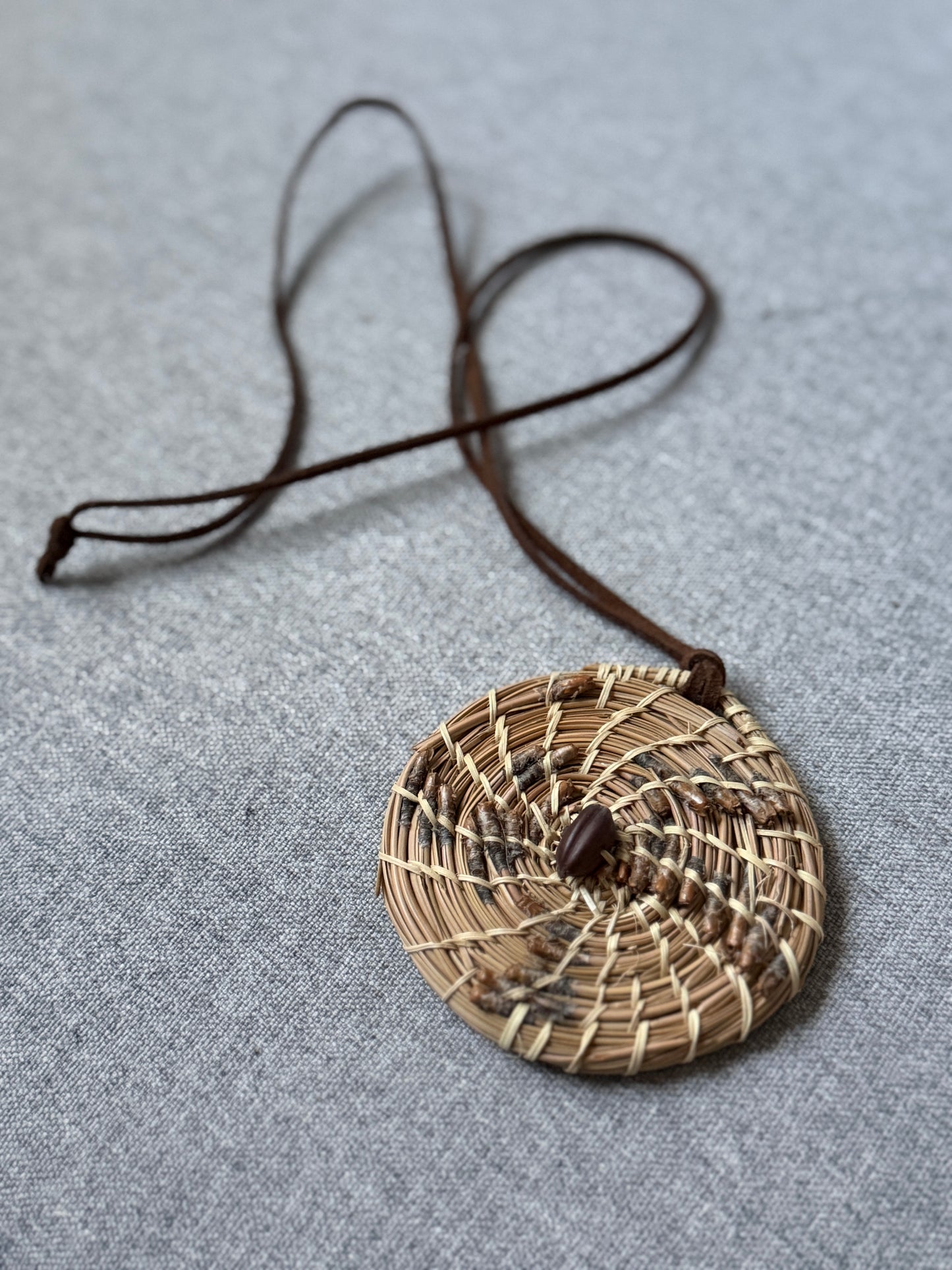 Coulter pine pendant necklace with jojoba seed from Baja California