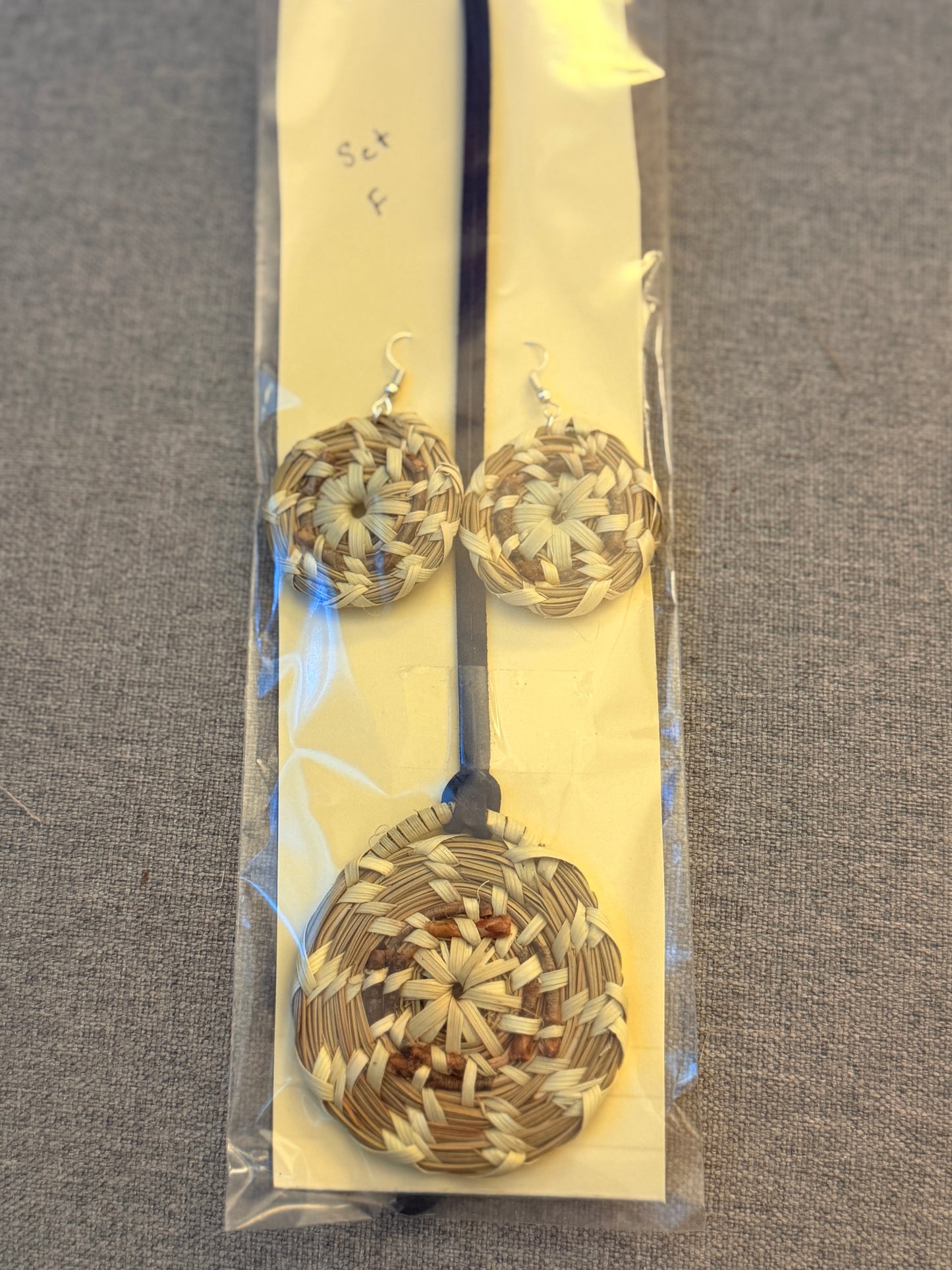 Coulter pine basket - necklace and earrings set from Baja California set F