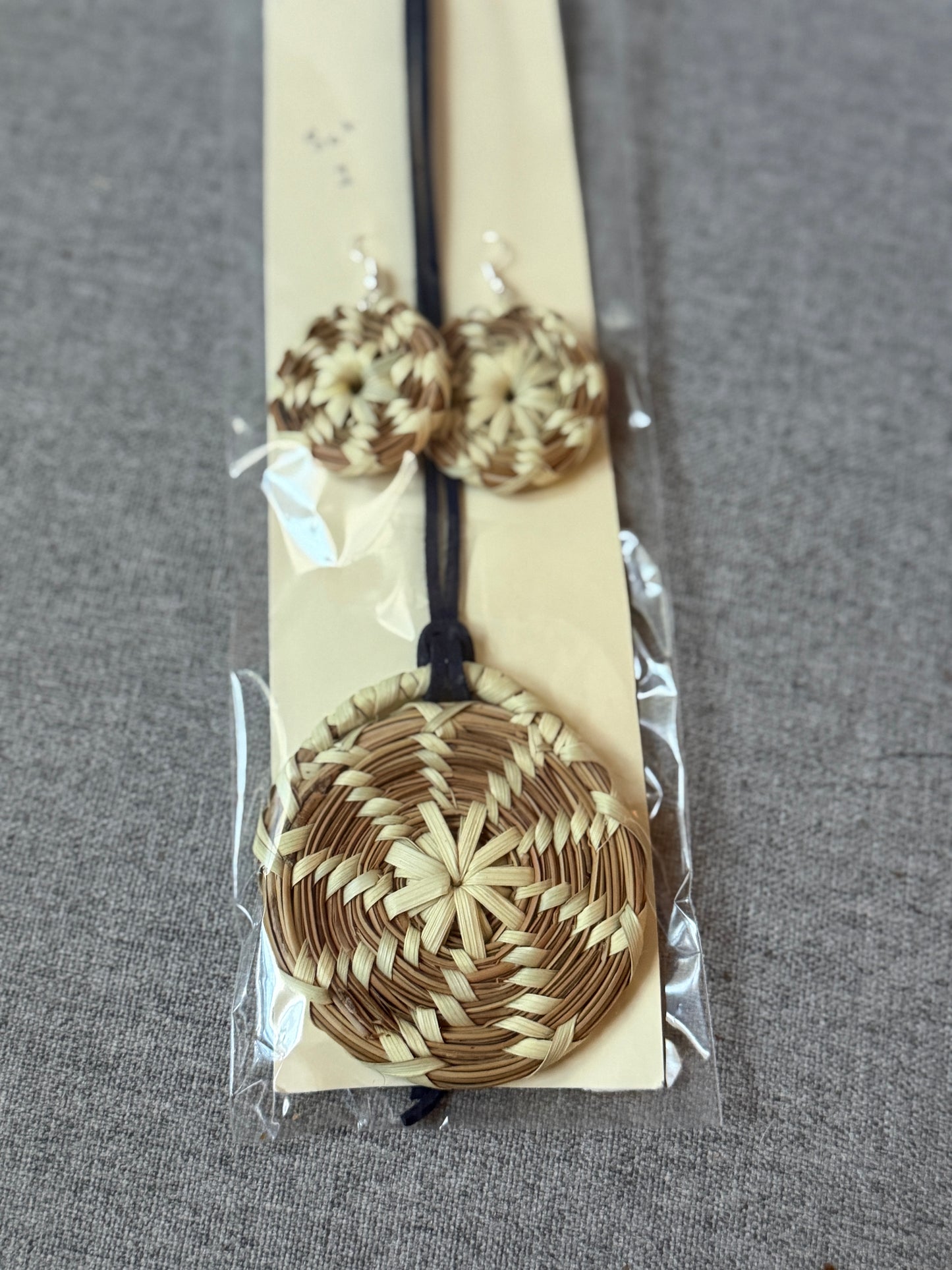 Coulter pine basket - necklace and earrings set from Baja California