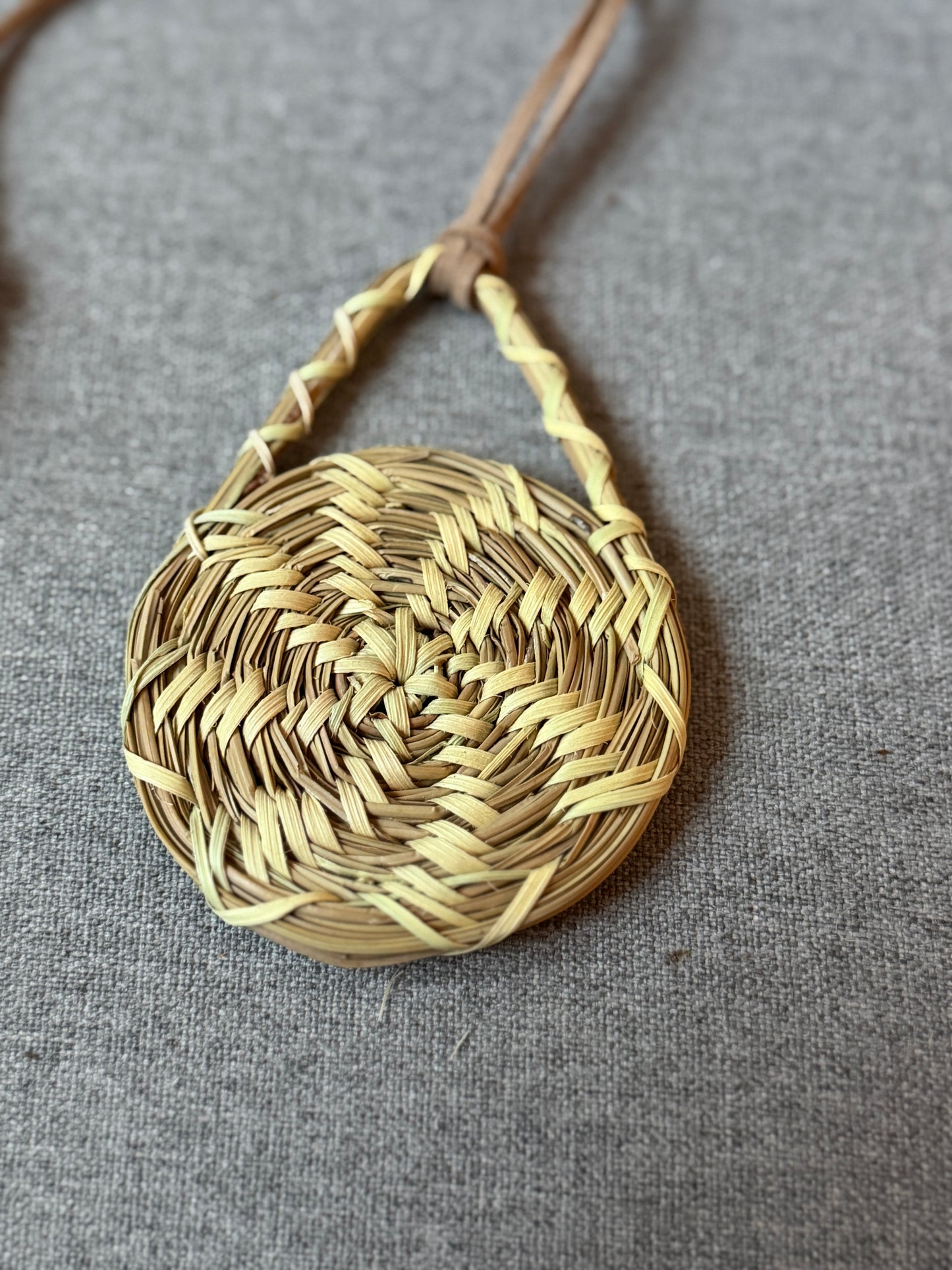 Coulter pine pendant with palm necklace from Baja California