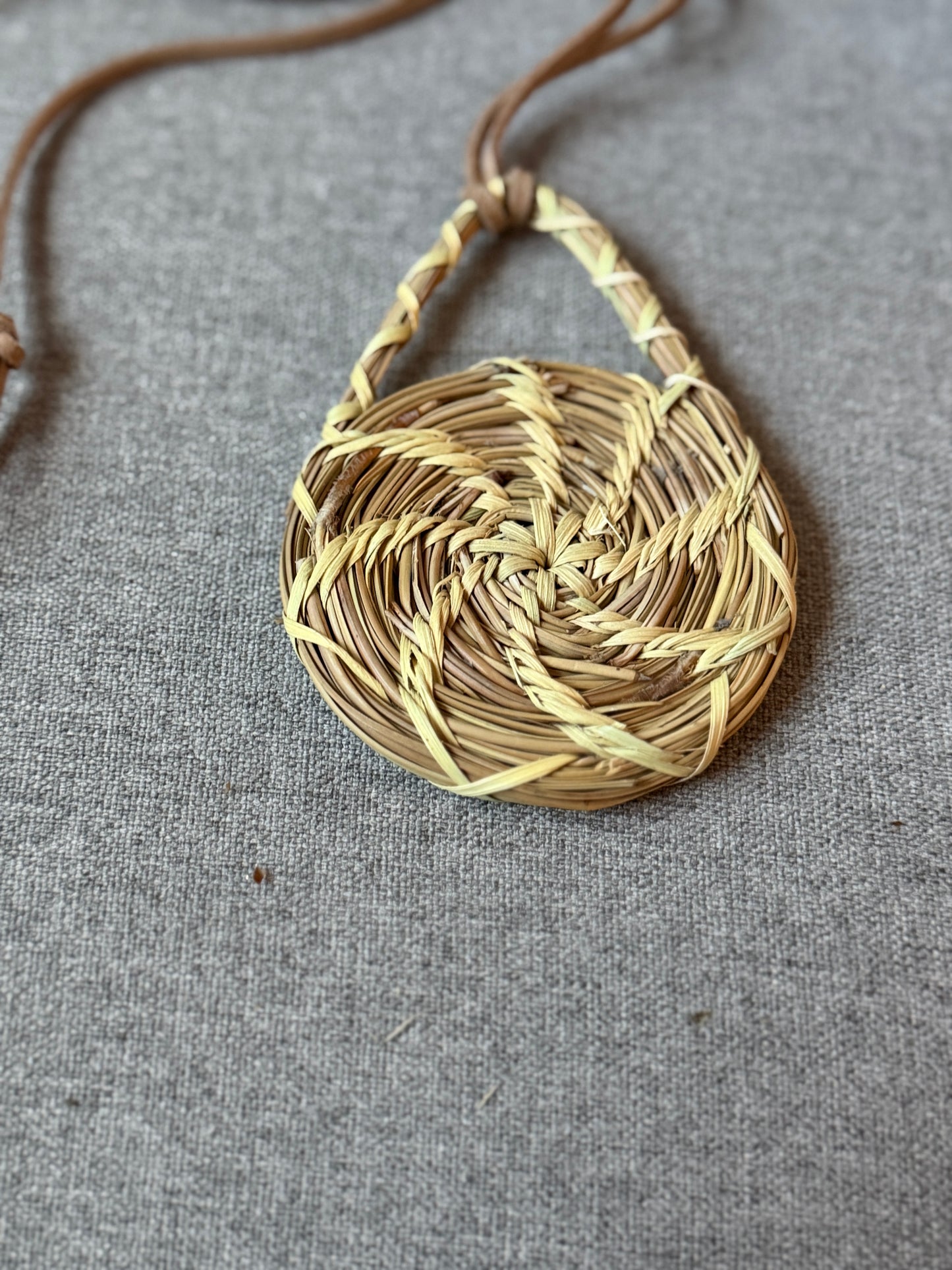 Coulter pine pendant with palm necklace from Baja California