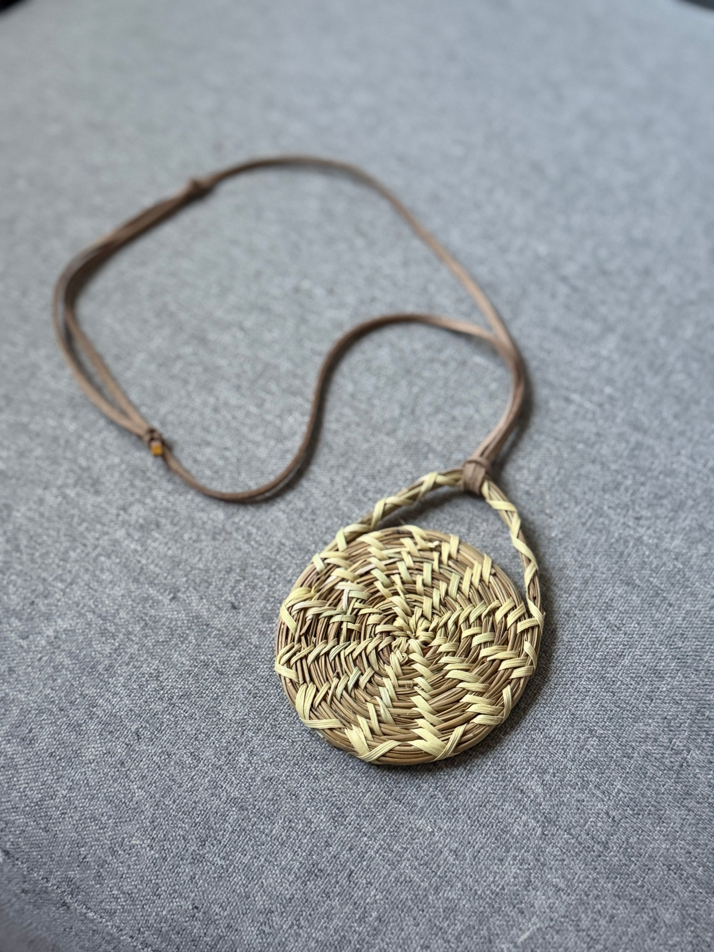 Coulter pine pendant with palm necklace from Baja California