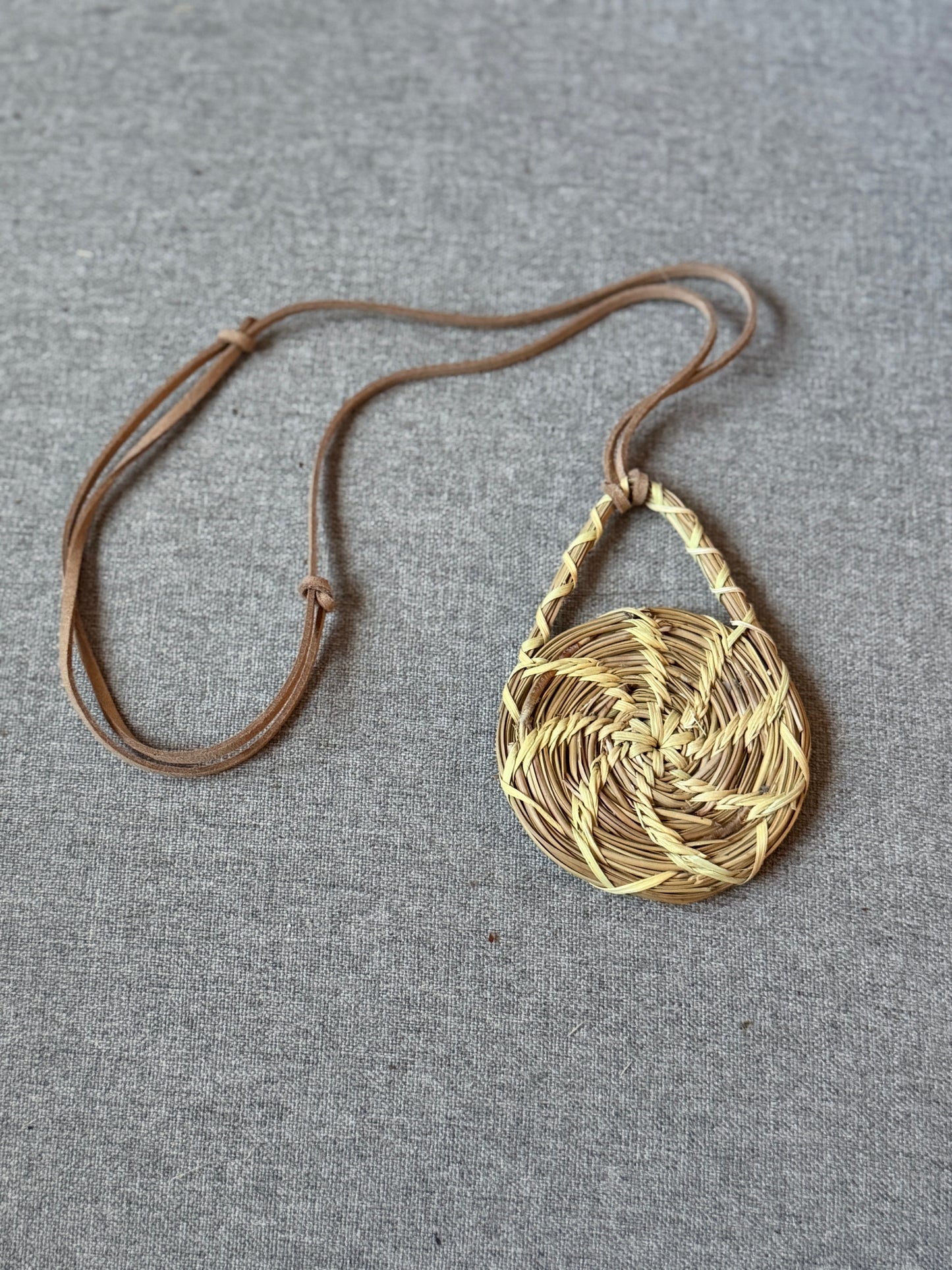 Coulter pine pendant with palm necklace from Baja California